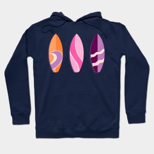 colorful surfboards- pink, orange and purple Hoodie